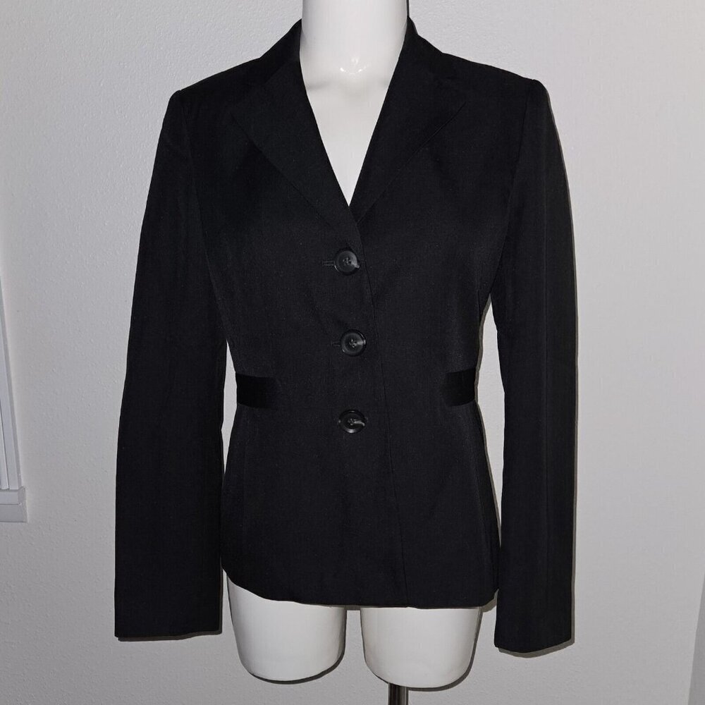 Evan-Picone Suit Blazer Jacket Black-ish Blue Paisley Lining Size 4